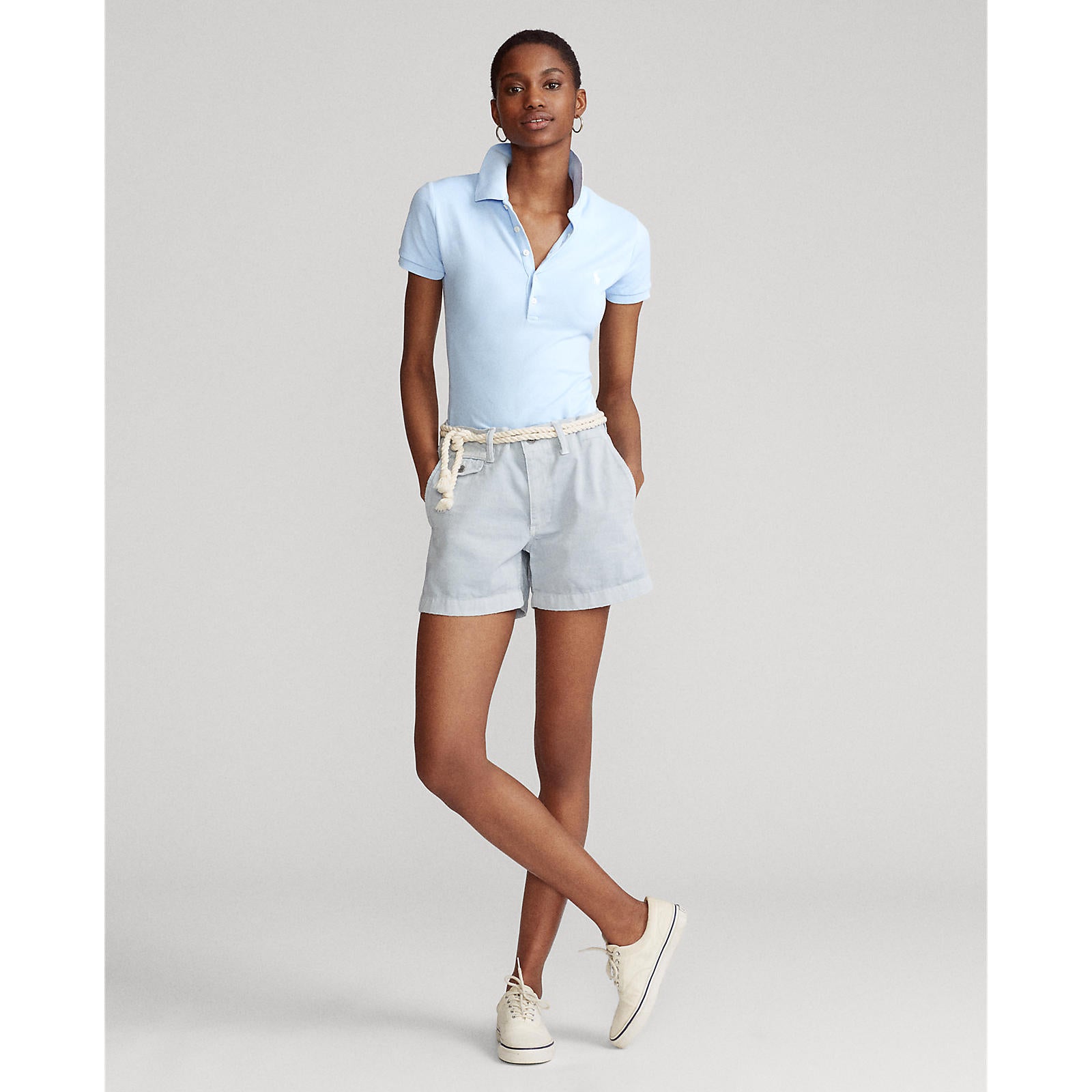 Slim Fit Stretch Polo - Pale Blue
