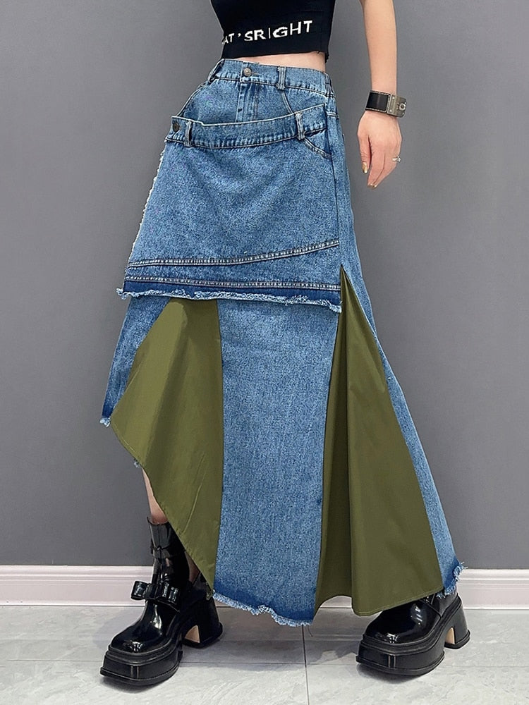 Timeless Classy Irregular Denim Skirt