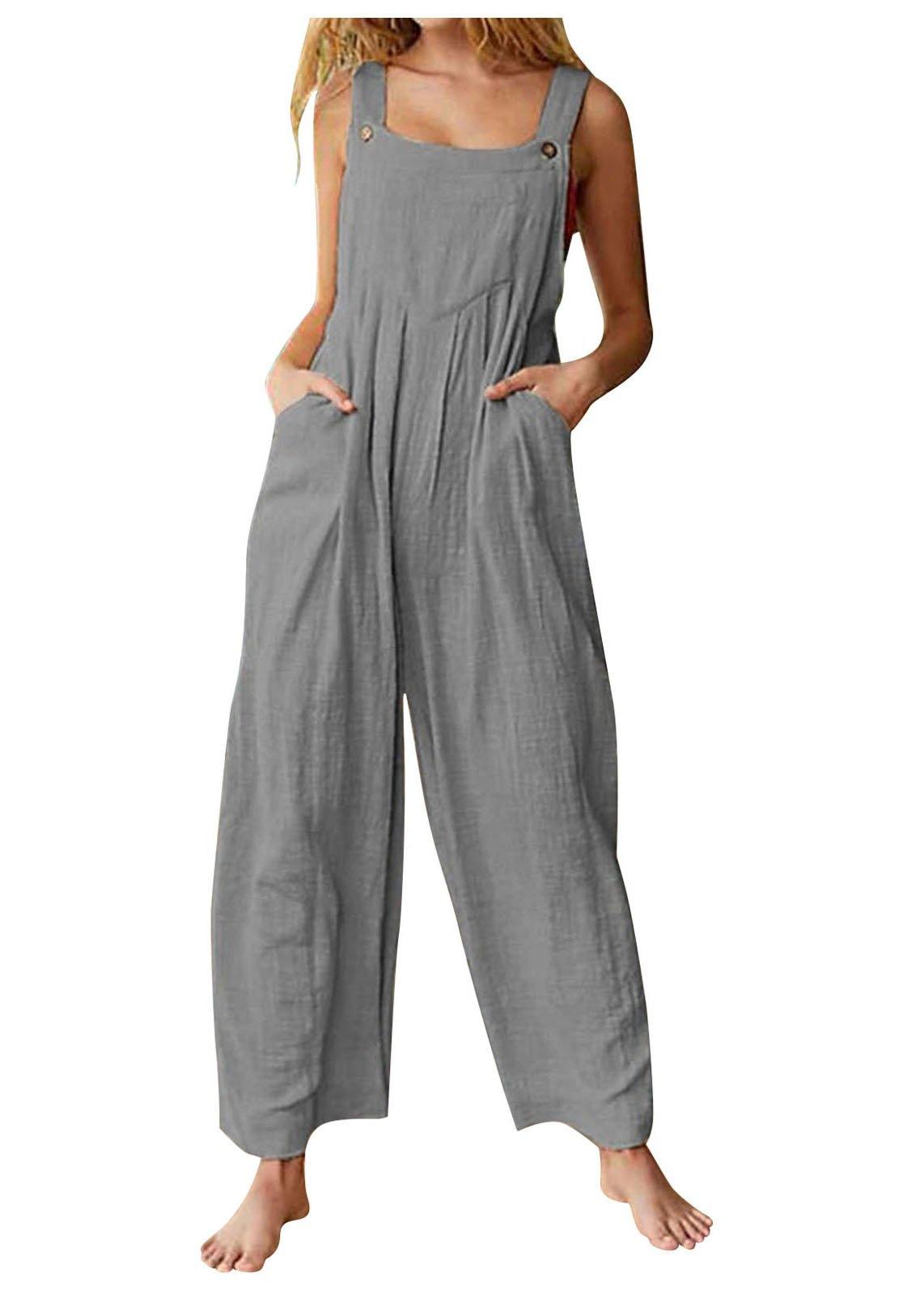 Beautiful  Pockets Patchwork Button Jumpsuit pants