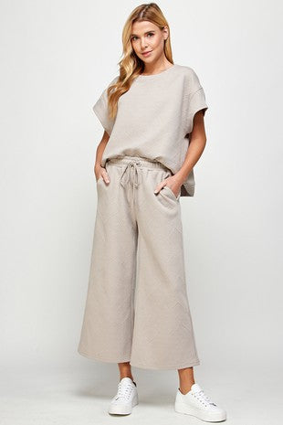 Textured Short Sleeve Lounge Top