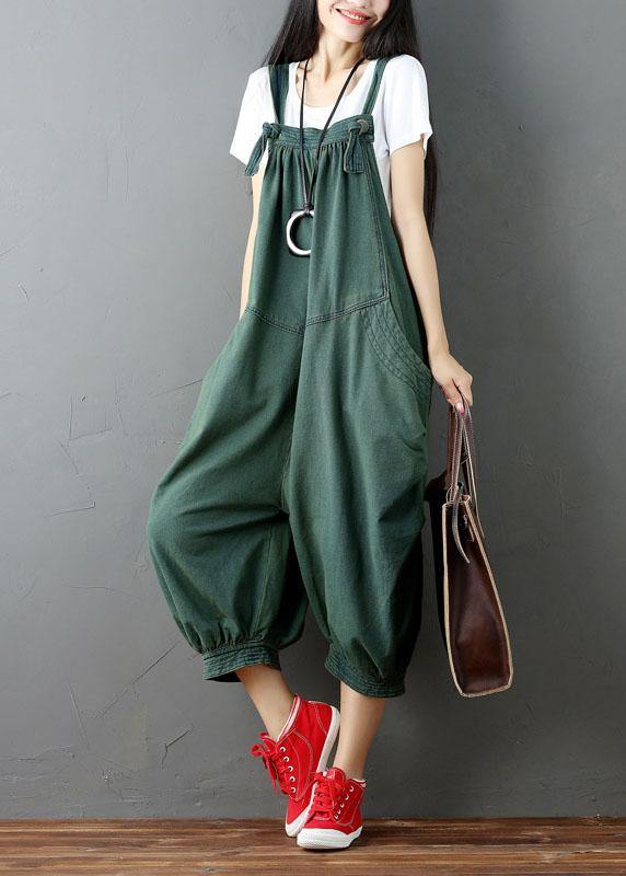 Women Blue Pockets Button Fall Casual Cotton Romper